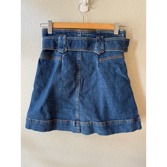 Sezane Hayden Denim Jean Skirt Belted Size 34 US Size 2 - Picture 3 of 8